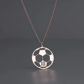 925 Ayar Gümüş Futbol Topu ve Sayı Detaylı  Kolye thumbnail 3