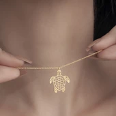 925 Ayar Gümüş Karetta Karetta Kaplumbağa Kolye thumbnail 5