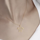 925 Ayar Gümüş Karetta Karetta Kaplumbağa Kolye thumbnail 3