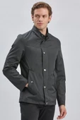 Siyah Dik Yaka Yarım Astar Comfort Fit Rahat Kesim Casual Mont 1007240150 - 1