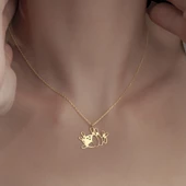 925 Ayar Gümüş Labut ve Bowling Topu Kolye thumbnail 2