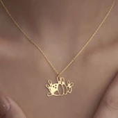 925 Ayar Gümüş Labut ve Bowling Topu Kolye thumbnail 6