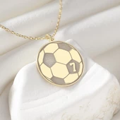 925 Ayar Gümüş Futbol Topu ve Sayı Detaylı  Kolye thumbnail 1
