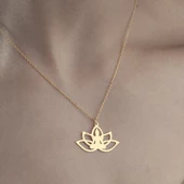 925 Ayar Gümüş Yoga Ve Lotus Çiçeği Kolye thumbnail 2