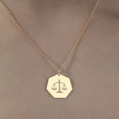 925 Ayar Gümüş Adalet Terazisi Plaka Kolye thumbnail 3