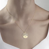 925 Ayar Gümüş Lotus Çiçeği Plaka Kolye - 1
