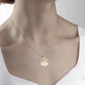925 Ayar Gümüş Lotus Çiçeği Plaka Kolye - 3