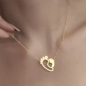 925 Ayar Gümüş Ayak İzi Kolye thumbnail 5