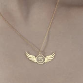 925 Ayar Gümüş Melek Kanadı ve Sayı Detaylı  Kolye thumbnail 1