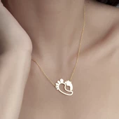 925 Ayar Gümüş Ayak İzi Kolye thumbnail 4