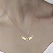 925 Ayar Gümüş Melek Kanadı ve Sayı Detaylı  Kolye thumbnail 2