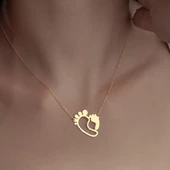 925 Ayar Gümüş Ayak İzi Kolye thumbnail 1