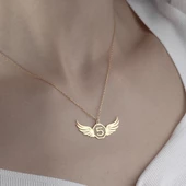 925 Ayar Gümüş Melek Kanadı ve Sayı Detaylı  Kolye thumbnail 4