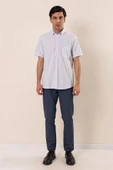 Mavi Kısa Kollu DesenliCepli Pamuklu Klasik Comfort Fit Rahat Kesim Gömlek 1004230158 thumbnail 2