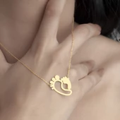 925 Ayar Gümüş Ayak İzi Kolye thumbnail 6