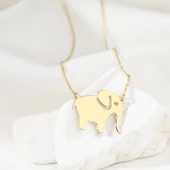 925 Ayar Gümüş Fil Figürlü Kolye thumbnail 9