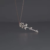 925 Ayar Gümüş İsim Detaylı Gül Kolye thumbnail 2