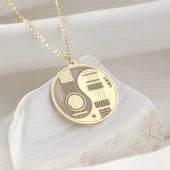 925 Ayar Gümüş Gitar Temalı Ying Yang Kolye thumbnail 8