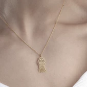 925 Ayar Gümüş Baykuş Figürlü Kolye thumbnail 5