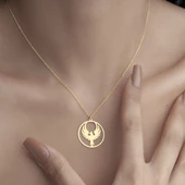 925 Ayar Gümüş Yeniden Doğuş Anka Kuşu Kolye thumbnail 4