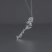 925 Ayar Gümüş İsim Detaylı Gül Kolye thumbnail 6