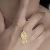 925 Ayar Gümüş Baykuş Figürlü Kolye thumbnail 9