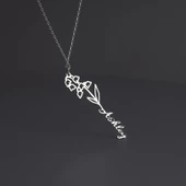 925 Ayar Gümüş İsim Detaylı Gül Kolye thumbnail 4