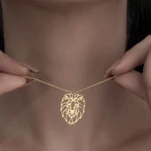 925 Ayar Gümüş Aslan Kolye thumbnail 3