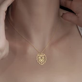 925 Ayar Gümüş Aslan Kolye thumbnail 2