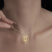 925 Ayar Gümüş Aslan Kolye thumbnail 4