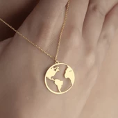 925 Ayar Gümüş Dünya Kolye thumbnail 1