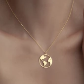 925 Ayar Gümüş Dünya Kolye thumbnail 3