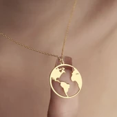 925 Ayar Gümüş Dünya Kolye thumbnail 9