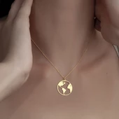 925 Ayar Gümüş Dünya Kolye thumbnail 6