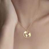 925 Ayar Gümüş Dünya Kolye thumbnail 7