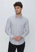 Gri Uzun Kol Baskılı Sert Yaka  Slim Fit Dar Kesim Klasik Gömlek 1004225130 thumbnail 1