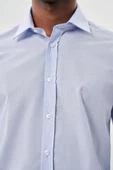 Mavi Uzun Kol Filafil Sert Yaka  Slim Fit Dar Kesim Basic Gömlek 1004225008 thumbnail 4