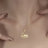 925 Ayar Gümüş Yelkenli Kolye thumbnail 4