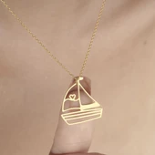 925 Ayar Gümüş Yelkenli Kolye thumbnail 9