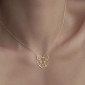 925 Ayar Gümüş Kedi Figürlü Kolye - 1