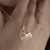 925 Ayar Gümüş Yelkenli Kolye thumbnail 8