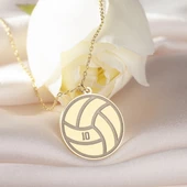 925 Ayar Gümüş Voleybol Topu Numara Detaylı Kolye - 6