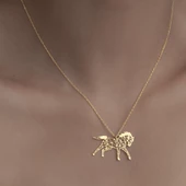 925Ayar Gümüş Origami At Figürlü Kolye Özel Tasarım thumbnail 2