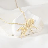 925Ayar Gümüş Origami At Figürlü Kolye Özel Tasarım thumbnail 9