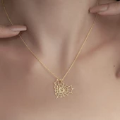 925 Ayar Gümüş Kalp ve Örümcek Ağı Detaylı Kolye thumbnail 3