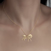 925Ayar Gümüş Origami At Figürlü Kolye Özel Tasarım thumbnail 3