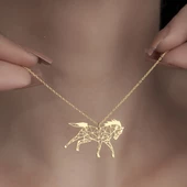 925Ayar Gümüş Origami At Figürlü Kolye Özel Tasarım thumbnail 4