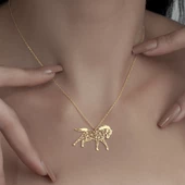 925Ayar Gümüş Origami At Figürlü Kolye Özel Tasarım thumbnail 6