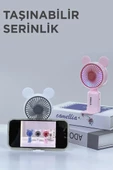 Torima F-12 Mavi Mini Taşınabilir Fan Şarjlı 2 Kademeli Ledli Ayıcık Kulak Vantilatör Klima Soğutucu Fan - 5