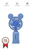 Torima F-12 Mavi Mini Taşınabilir Fan Şarjlı 2 Kademeli Ledli Ayıcık Kulak Vantilatör Klima Soğutucu Fan - 1